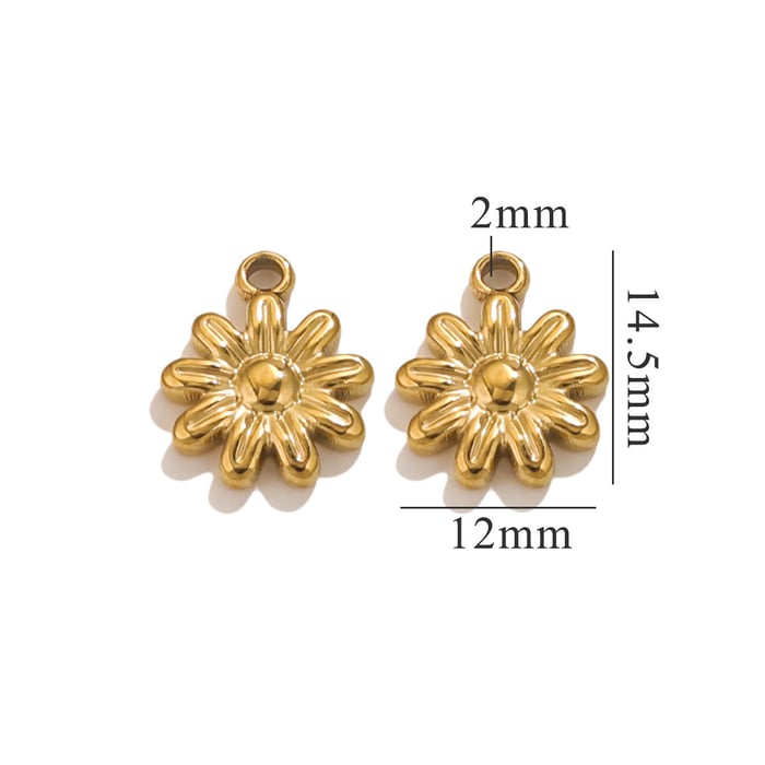 1 Piece Simple Retro Style Cartoon Flower Shape Stainless Steel  Gold Color Women's Pendant 